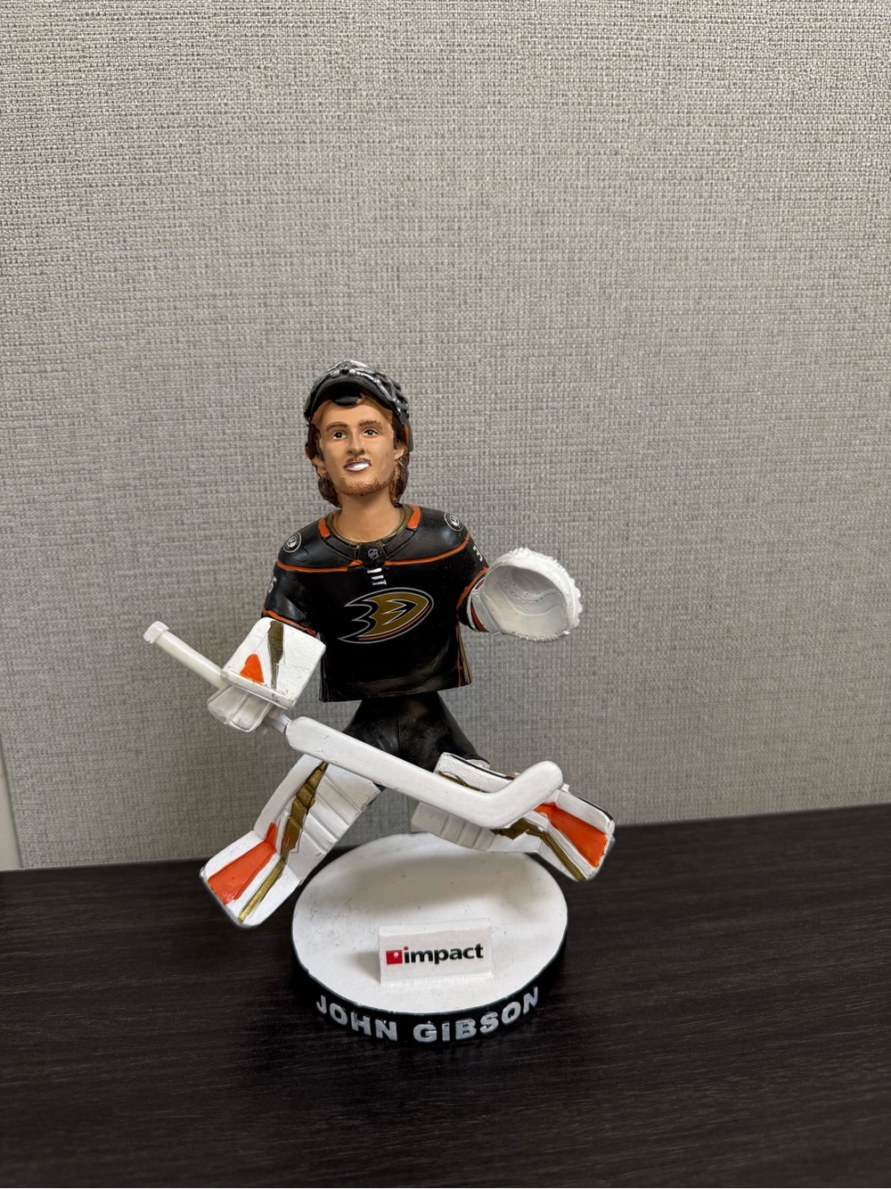 Gibson Anaheim Ducks Goalie Figurine in Black, White & Orange